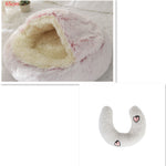 2-in-1 Dog & Cat Bed – Round Plush Winter Warm Pet House with Soft Long Plush Cushion