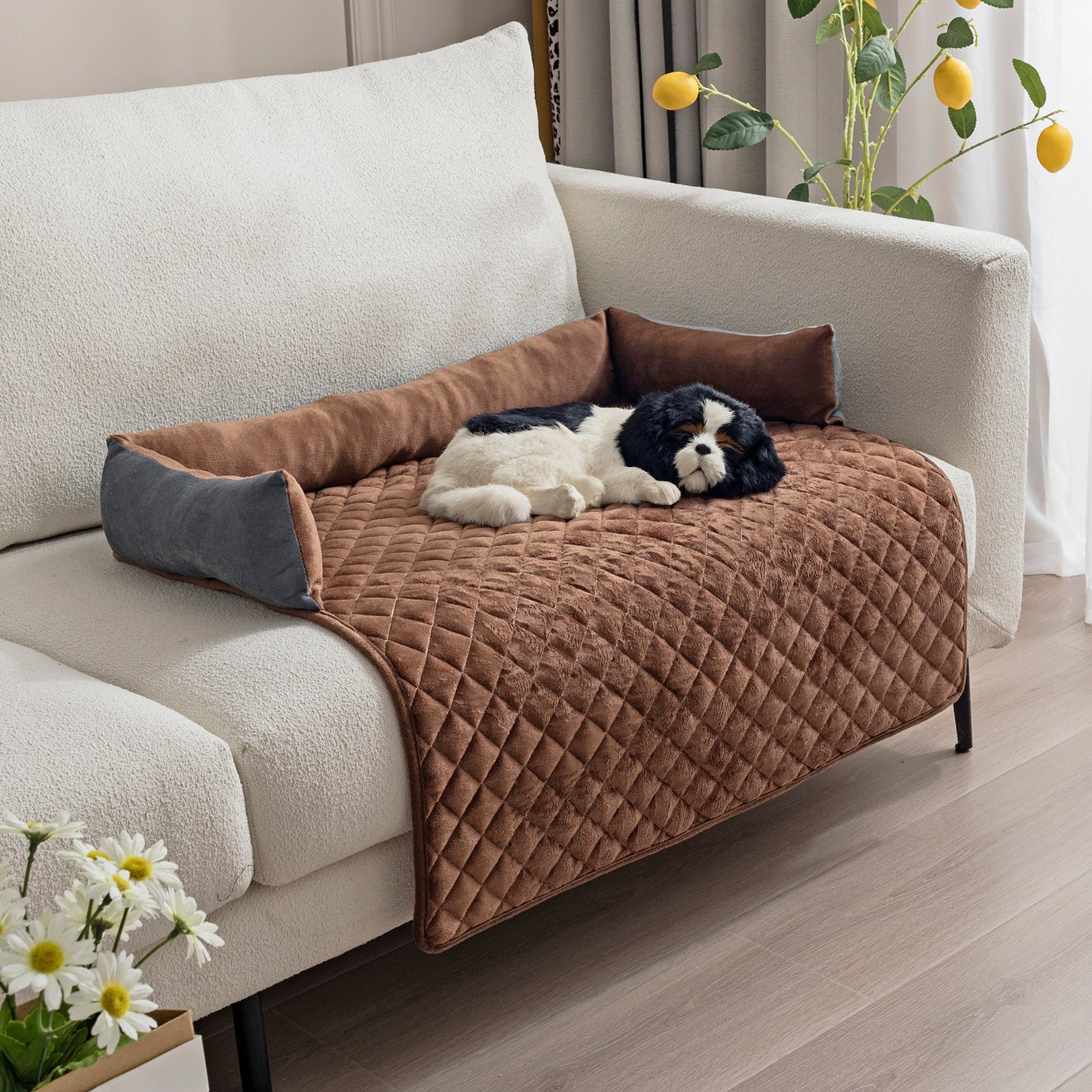 Pet Dog Sofa Bed – Large Dog Cushion & Cat Bed with Furniture Protector