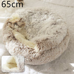 2-in-1 Dog & Cat Bed – Round Plush Winter Warm Pet House with Soft Long Plush Cushion