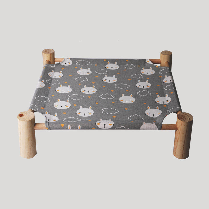 Solid Wood Pet Dog Bed – Removable & Washable Cushion, Durable Frame for Cats & Dogs