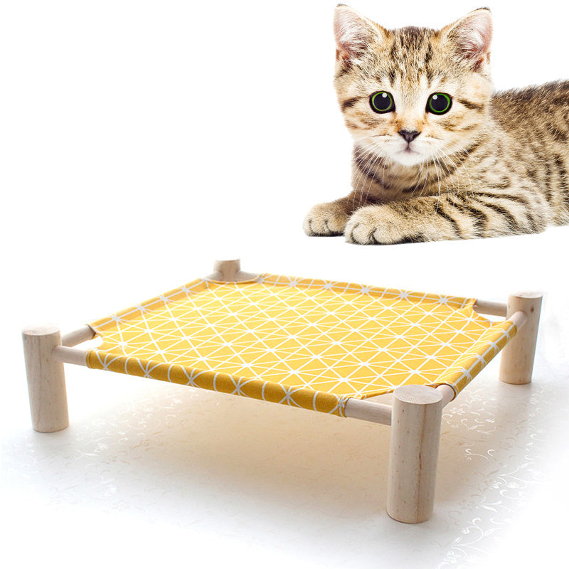 Solid Wood Pet Dog Bed – Removable & Washable Cushion, Durable Frame for Cats & Dogs