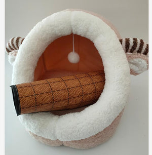 Closed Cat Litter Box Kennel – Winter Warm Plus Velvet Pet House for Cats