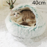 2-in-1 Dog & Cat Bed – Round Plush Winter Warm Pet House with Soft Long Plush Cushion