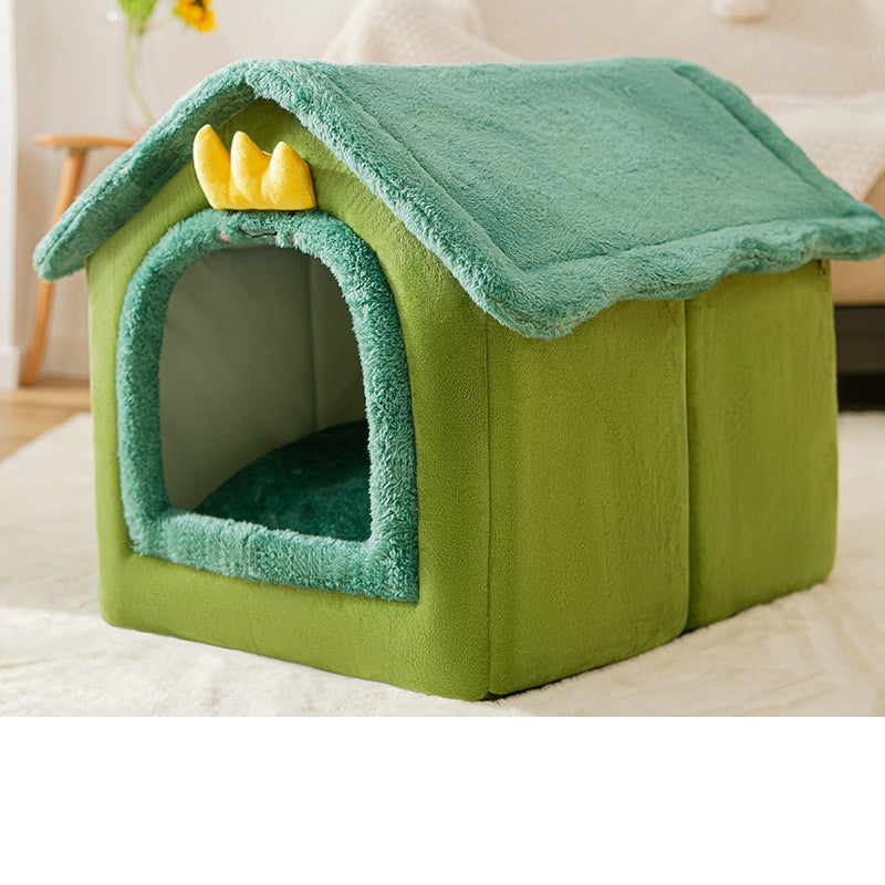 Foldable Dog House & Cat Bed – Winter Warm Enclosed Pet Kennel with Removable Nest