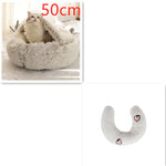 2-in-1 Dog & Cat Bed – Round Plush Winter Warm Pet House with Soft Long Plush Cushion