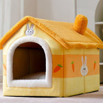 Foldable Dog House & Cat Bed – Winter Warm Enclosed Pet Kennel with Removable Nest