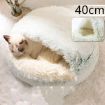 2-in-1 Dog & Cat Bed – Round Plush Winter Warm Pet House with Soft Long Plush Cushion