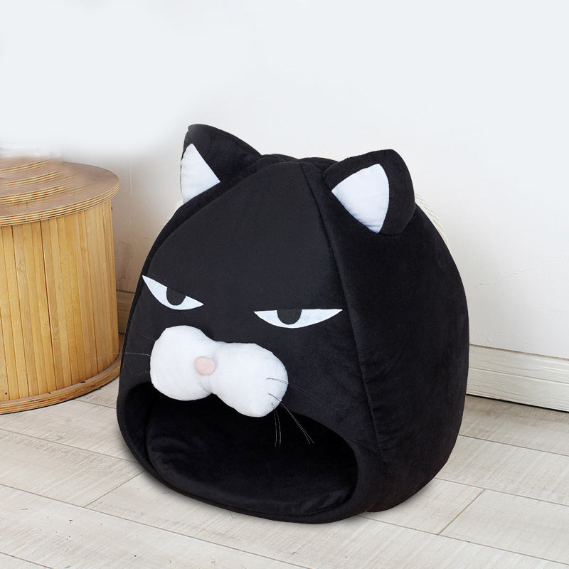 Cat House Bed – Enclosed Sleeping Nest with Litter Mat for Cats & Small Pets
