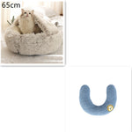 2-in-1 Dog & Cat Bed – Round Plush Winter Warm Pet House with Soft Long Plush Cushion