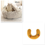2-in-1 Dog & Cat Bed – Round Plush Winter Warm Pet House with Soft Long Plush Cushion