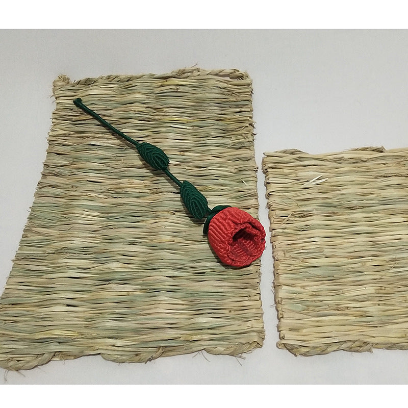 Natural Straw Mat – Breathable Cooling Bed Mat for Cats & Dogs