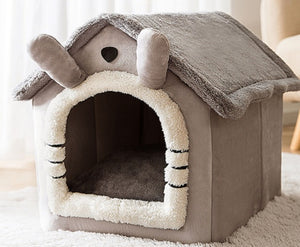 Foldable Dog House & Cat Bed – Winter Warm Enclosed Pet Kennel with Removable Nest