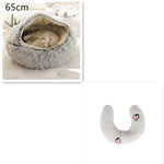 2-in-1 Dog & Cat Bed – Round Plush Winter Warm Pet House with Soft Long Plush Cushion
