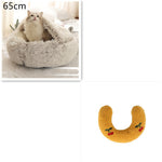 2-in-1 Dog & Cat Bed – Round Plush Winter Warm Pet House with Soft Long Plush Cushion