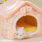 Foldable Dog House & Cat Bed – Winter Warm Enclosed Pet Kennel with Removable Nest