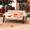 MEWOOFUN Raised Cat Bed – Elevated Plush Sofa with Non-Slip Base, Washable Small Pet Bed
