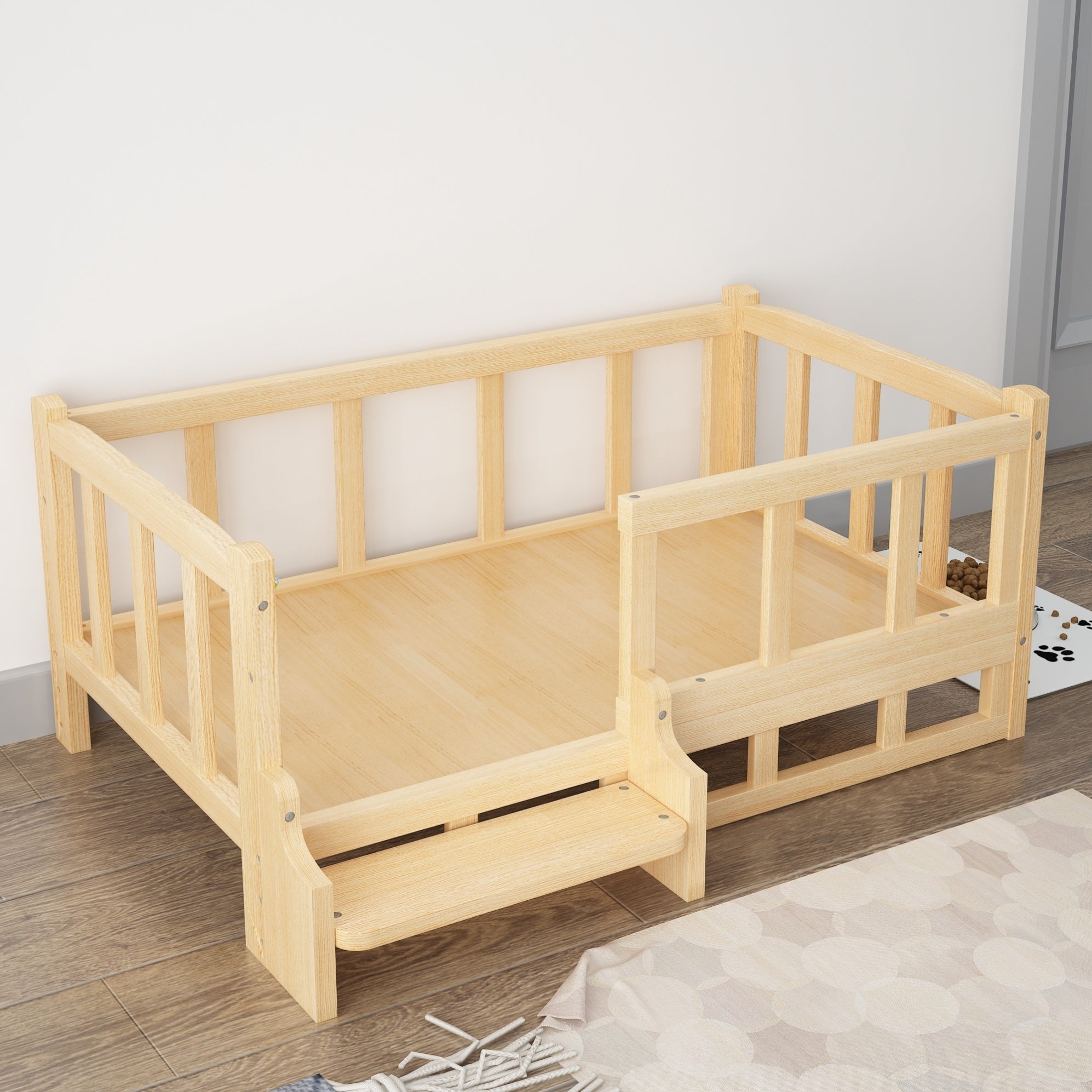 Nightstand Integrated Pet Bed – DIY Wooden Dog & Cat Nest with Modern Furniture Design