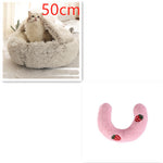 2-in-1 Dog & Cat Bed – Round Plush Winter Warm Pet House with Soft Long Plush Cushion