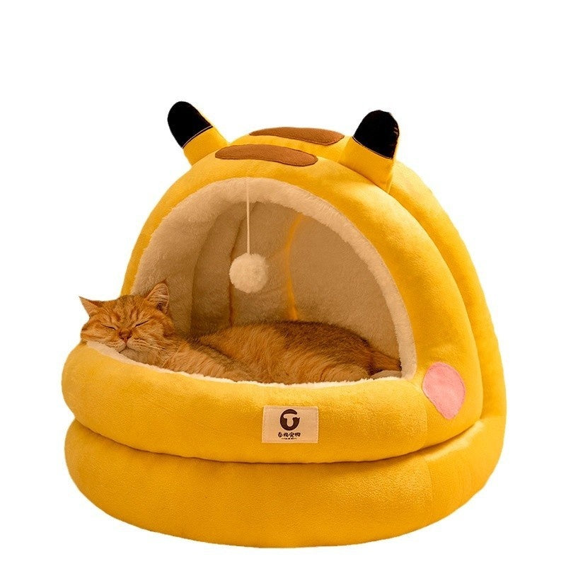 Cat Nest Bed – Four Seasons Universal Cozy Enclosed Pet House for Cats & Small Dogs
