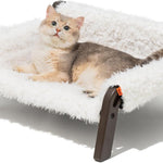 MEWOOFUN Raised Cat Bed – Elevated Plush Sofa with Non-Slip Base, Washable Small Pet Bed