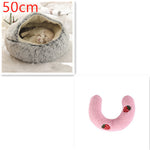 2-in-1 Dog & Cat Bed – Round Plush Winter Warm Pet House with Soft Long Plush Cushion