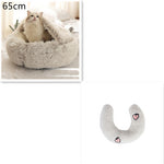 2-in-1 Dog & Cat Bed – Round Plush Winter Warm Pet House with Soft Long Plush Cushion