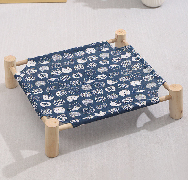 Solid Wood Pet Dog Bed – Removable & Washable Cushion, Durable Frame for Cats & Dogs