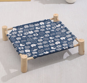 Solid Wood Pet Dog Bed – Removable & Washable Cushion, Durable Frame for Cats & Dogs