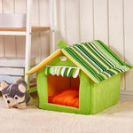 Striped Pet Bed House – Removable Cover Mat Dog Bed for Small & Medium Dogs and Cats