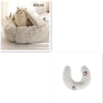 2-in-1 Dog & Cat Bed – Round Plush Winter Warm Pet House with Soft Long Plush Cushion