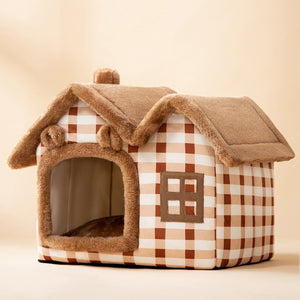 Foldable Dog House & Cat Bed – Winter Warm Enclosed Pet Kennel with Removable Nest