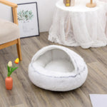 2-in-1 Dog & Cat Bed – Round Plush Winter Warm Pet House with Soft Long Plush Cushion
