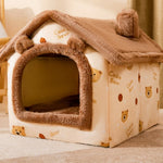 Foldable Dog House & Cat Bed – Winter Warm Enclosed Pet Kennel with Removable Nest