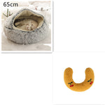 2-in-1 Dog & Cat Bed – Round Plush Winter Warm Pet House with Soft Long Plush Cushion