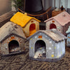 Foldable Dog House & Cat Bed – Winter Warm Enclosed Pet Kennel with Removable Nest