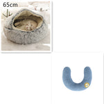 2-in-1 Dog & Cat Bed – Round Plush Winter Warm Pet House with Soft Long Plush Cushion