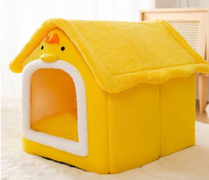 Foldable Dog House & Cat Bed – Winter Warm Enclosed Pet Kennel with Removable Nest