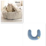 2-in-1 Dog & Cat Bed – Round Plush Winter Warm Pet House with Soft Long Plush Cushion