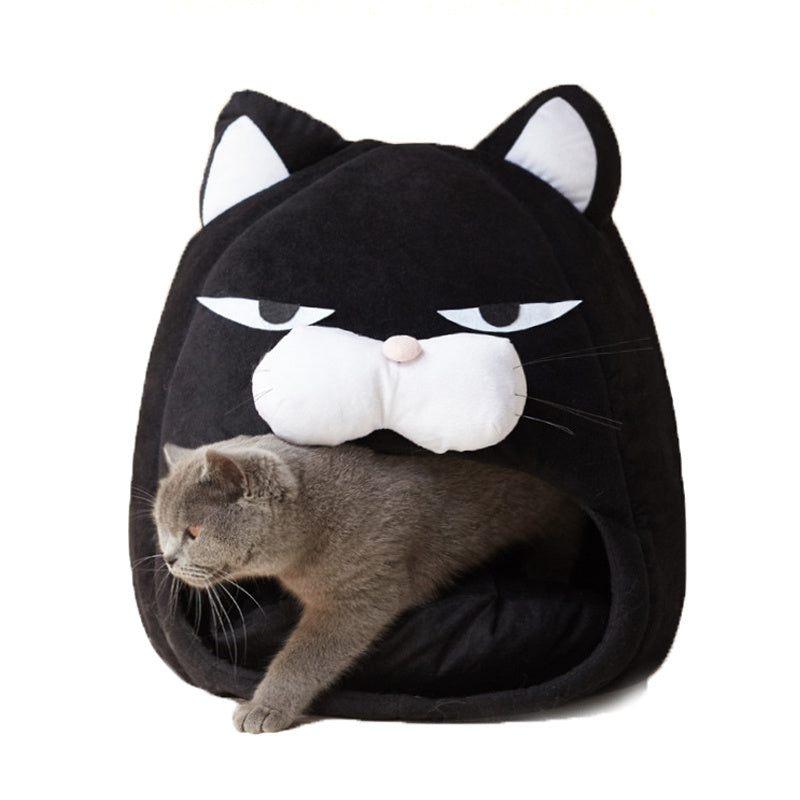 Cat House Bed – Enclosed Sleeping Nest with Litter Mat for Cats & Small Pets