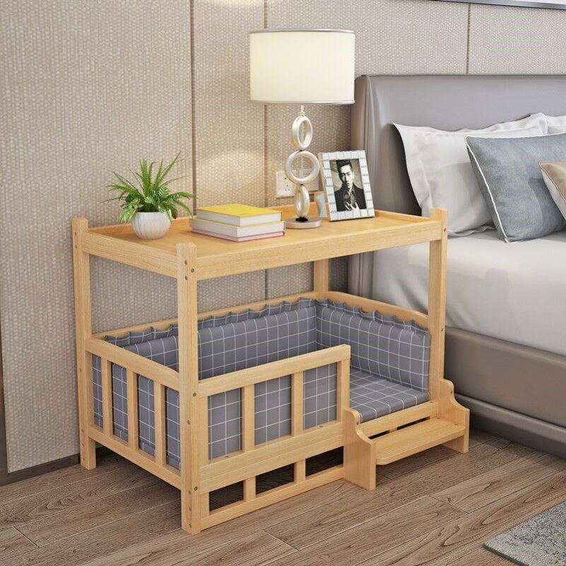 Nightstand Integrated Pet Bed – DIY Wooden Dog & Cat Nest with Modern Furniture Design