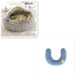 2-in-1 Dog & Cat Bed – Round Plush Winter Warm Pet House with Soft Long Plush Cushion