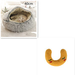 2-in-1 Dog & Cat Bed – Round Plush Winter Warm Pet House with Soft Long Plush Cushion
