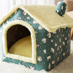Foldable Dog House & Cat Bed – Winter Warm Enclosed Pet Kennel with Removable Nest