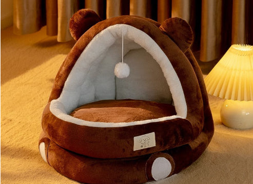 Cat Nest Bed – Four Seasons Universal Cozy Enclosed Pet House for Cats & Small Dogs