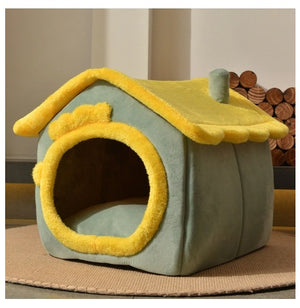 Foldable Dog House & Cat Bed – Winter Warm Enclosed Pet Kennel with Removable Nest