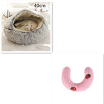 2-in-1 Dog & Cat Bed – Round Plush Winter Warm Pet House with Soft Long Plush Cushion