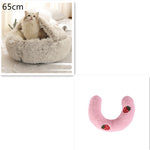 2-in-1 Dog & Cat Bed – Round Plush Winter Warm Pet House with Soft Long Plush Cushion