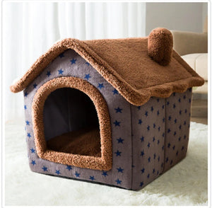 Foldable Dog House & Cat Bed – Winter Warm Enclosed Pet Kennel with Removable Nest