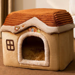 Foldable Dog House & Cat Bed – Winter Warm Enclosed Pet Kennel with Removable Nest
