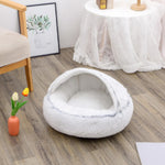 2-in-1 Dog & Cat Bed – Round Plush Winter Warm Pet House with Soft Long Plush Cushion